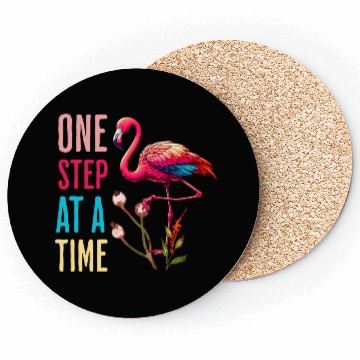 Discover One Step At A Time Flamingo Design Coasters