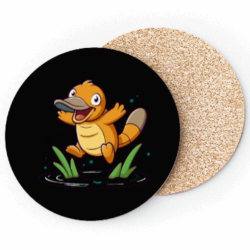 Discover Whimsical Platypus Frolicking in a Pond Coasters