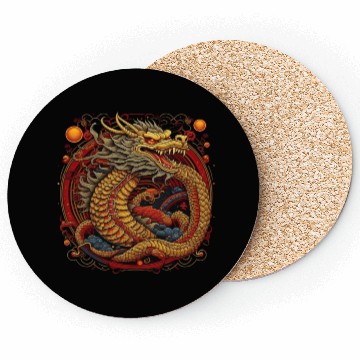 Discover Chinese dragon. Dragon in a circle. Coasters