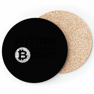 Discover Bitcoin - Future Looks So Bright - Black Font Coasters