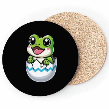 Discover Colorful Easter Egg with Hatching Frog Design Coasters