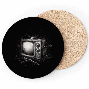 Discover VINTAGE RETRO TV AMIDST INK SPLASH ARTWORK Coasters