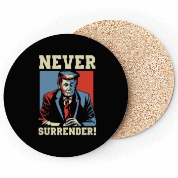 Discover Trump Never Surrender Mug Shot Coasters