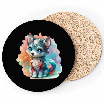 Discover Cute Chibi Grey Wolf For Wolf Lovers Coasters