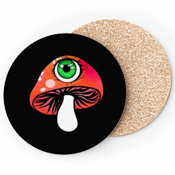 Discover Mushroom With One Green Eye Coasters