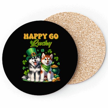 Discover Happy Go Lucky Cute Husky St Patricks Day Coasters