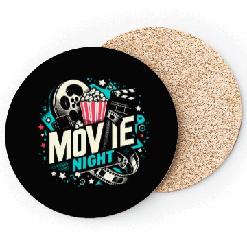 Discover Movie Night Popcorn Film Theatre Cinema Ticket Coasters