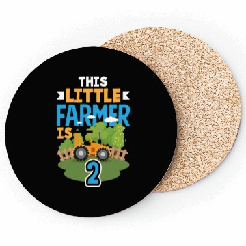 Discover 2nd Birthday Tractor 2 Years Birthday Boy Coasters