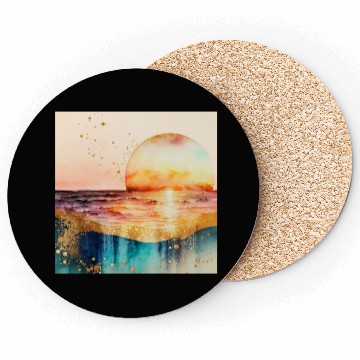 Discover Sunset Beach Watercolor Painting Coasters
