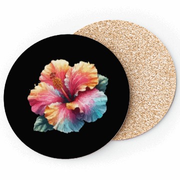 Discover Tropical Hibiscus flower Art illustration Coasters