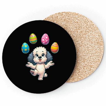 Discover Easter Egg Easter Dog Poodle Juggling Juggler Coasters