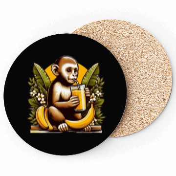 Discover Monkey Sipping Banana Juice Coasters