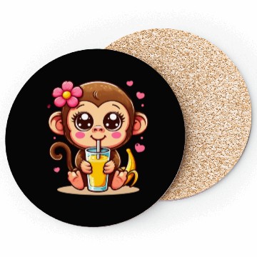 Discover Monkey Sipping Banana Juice Coasters
