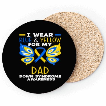 Discover I Wear Blue Yellow Dad Down Syndrome Awareness Coasters