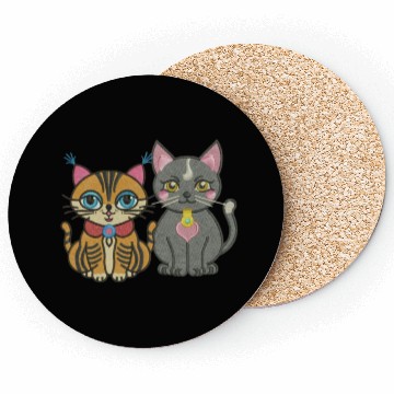 Discover Cute catty couple embroidery design. Coasters