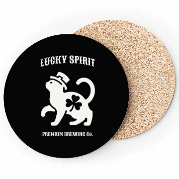 Discover St Patricks Lucky cat Green Coasters