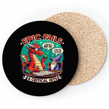 Discover Dragon & Wizard Epic Fails D&D Pen & Paper Coasters