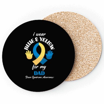 Discover I Wear Blue Yellow Dad Down Syndrome Awareness Coasters