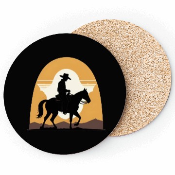Discover Cowboy Rinding a horse Coasters