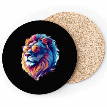 Discover Lion with Glasses Hipster Lion Coasters