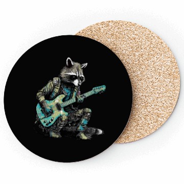 Discover Raccoon with a Guitar Coasters