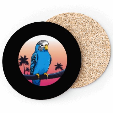 Discover Synthwave Blue Budgie 2 Coasters