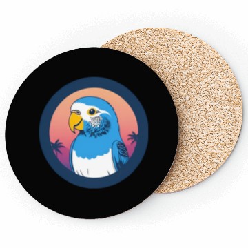 Discover Synthwave Blue Budgie 1 Coasters