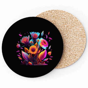 Discover Cyberpunk Neon Glow FlowersDesign Coasters