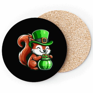 Discover St. Patrick's Day Cute Squirrel Comic Design Coasters