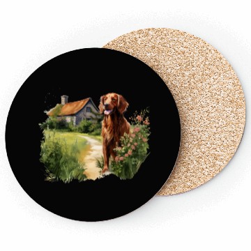Discover Irish Setter Emerald Dog Cottagecore Adventure Coasters