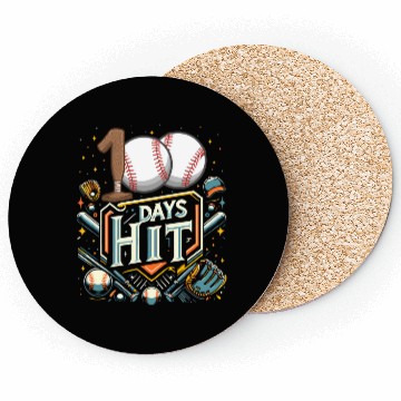 Discover School Coasters, 100 Days Hit Baseball Bat And
