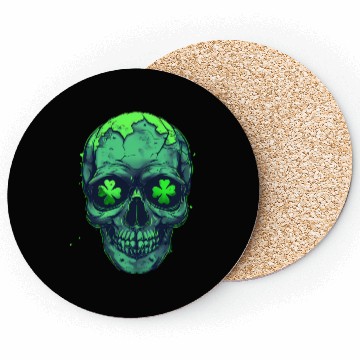 Discover St Patricks Skeleton with Shamrock Eyes Coasters