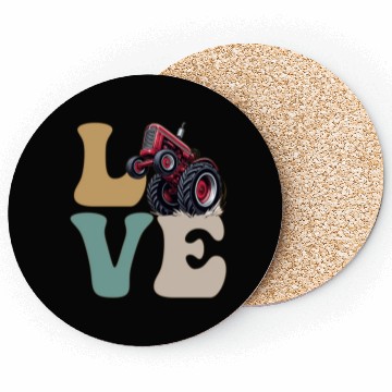 Discover LOVE Tractor Pulling Tractor Driver Farmer Farming Coasters