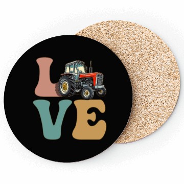Discover LOVE Tractor Driver Farming Farmer Coasters