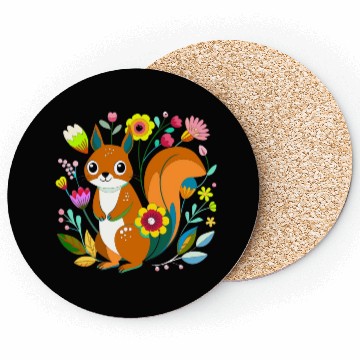Discover A sweet squirrel in the flowers Coasters