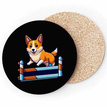 Discover Determined Corgi Agility Course Art Coasters