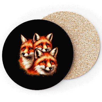 Discover Three Red Fox Faces Coasters