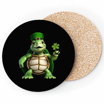 Discover Green turtle celebrating St. Patrick's Day. Coasters