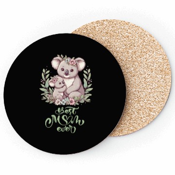 Discover Best Mom Ever Koala Embrace Floral Wreath Coasters