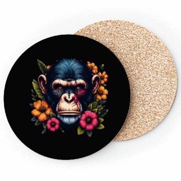 Discover Monkey Warrior Amidst Blooms Coasters