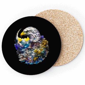 Discover Wilderness Watercolor Forest Moon Eagle Coasters
