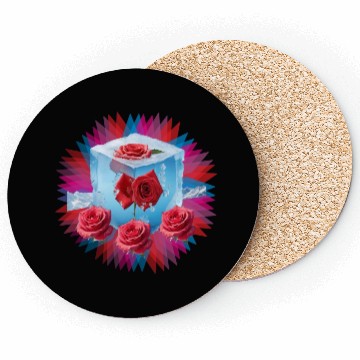 Discover red spring flowers inside crystallized ice Coasters