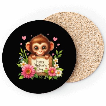 Discover Cute Monkey Happy Mother s Day Coasters