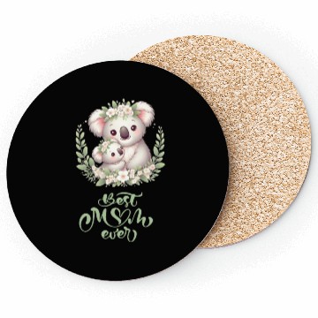 Discover Best Mom Ever Koala Embrace Floral Wreath Coasters