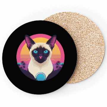 Discover Synthwave Siamese Cat Coasters