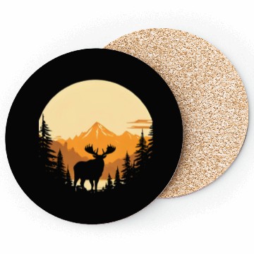 Discover "Mountain Majesty Moose Sunset" Coasters
