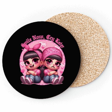 Discover Smile Now Cry Later Drama girls Chicano Art Coasters