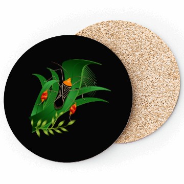 Discover Anisoscelis alipes leaf-footed bug and green leave Coasters