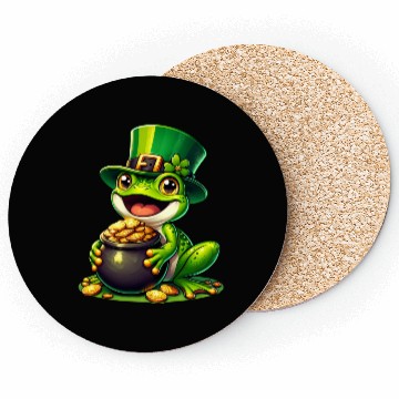 Discover St. Patrick's Day Frog with Gold Coasters