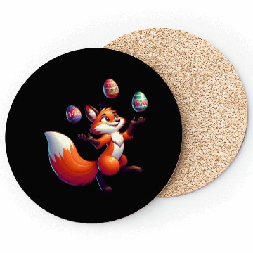 Discover Easter Fox Juggler with Eggs Coasters